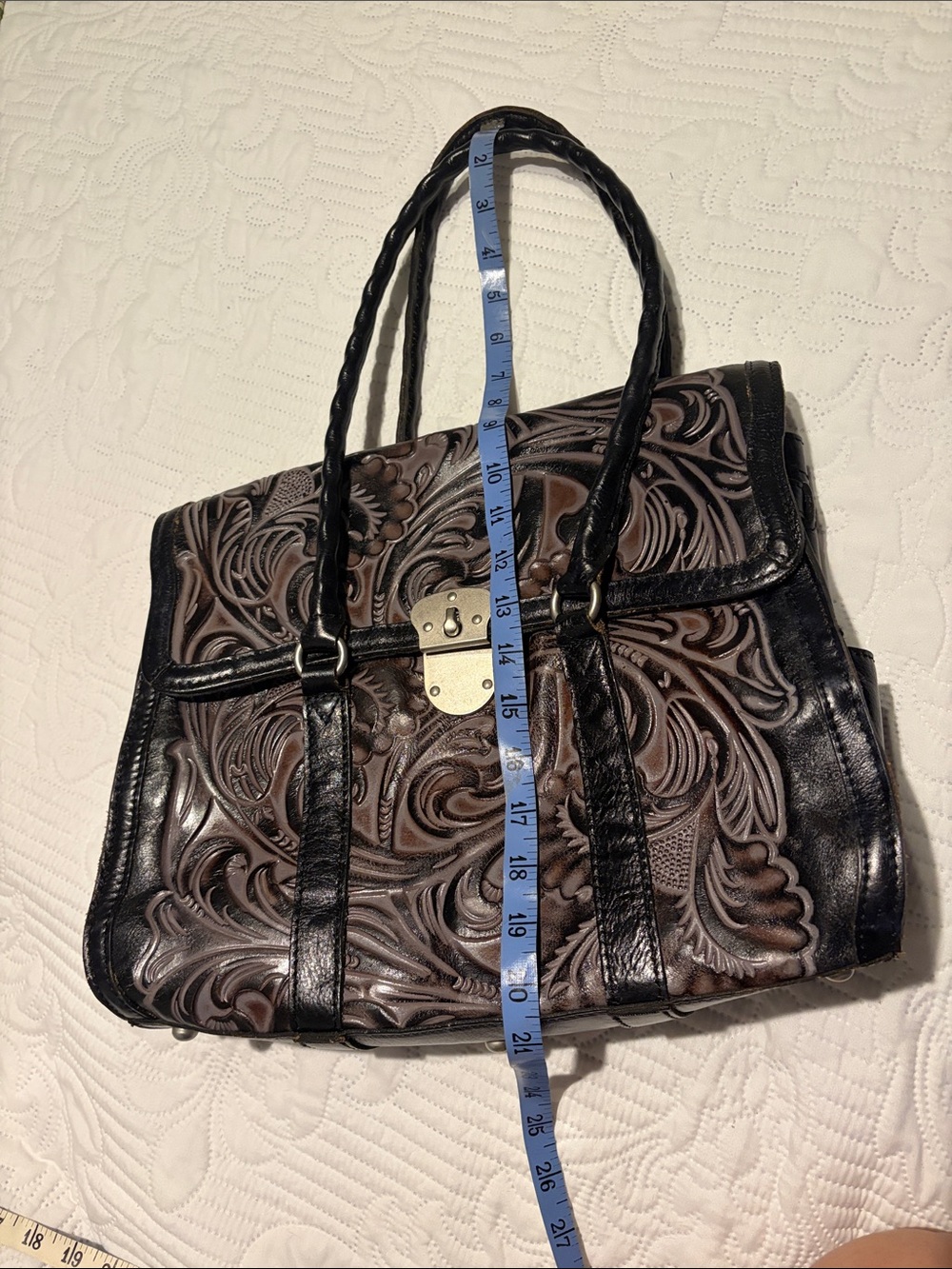 Patricia Nash Embossed Floral Leather Tote Bag - Picture 2 of 8